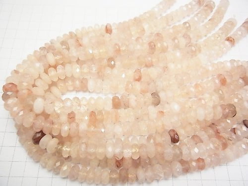 Pink Color Quartz Faceted Button Roundel 10 x 10 x 6 mm half or 1 strand beads (aprx.15 inch / 38 cm)