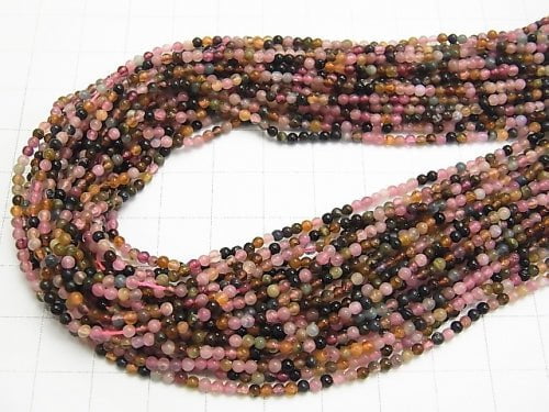 1strand $11.79! Multi Color Tourmaline AAA - Round 2mm 1strand beads (aprx.15inch / 36cm)