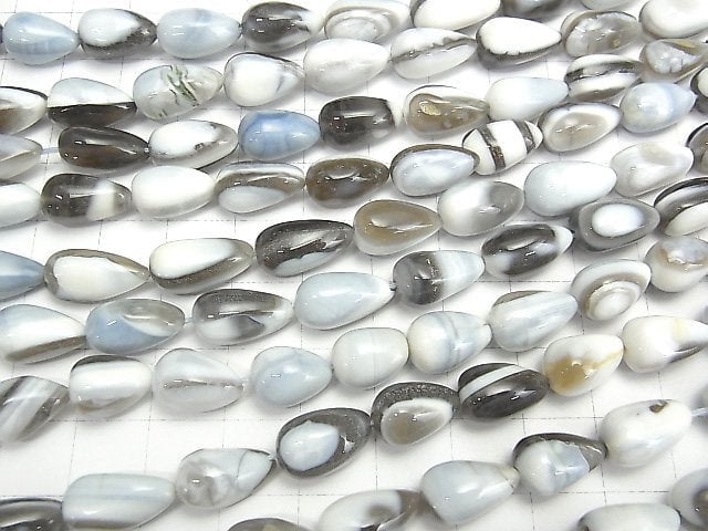 v Striped Blue Opal AA ++ Vertical Hole Drop (Smooth) half or 1strand beads (aprx.14inch / 34cm)