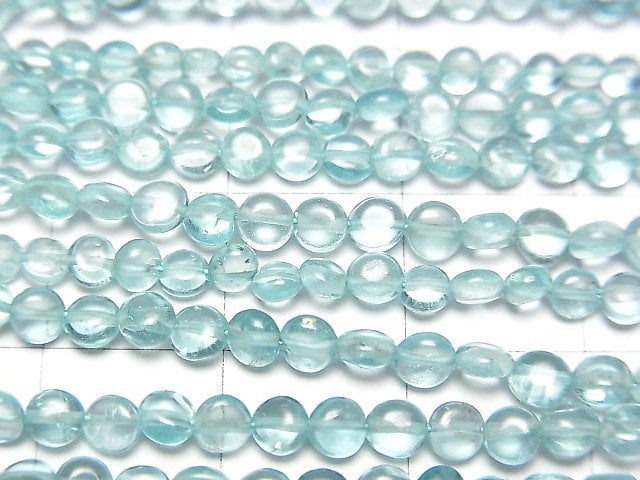 [Video] High Quality Blue Apatite AAA- Coin 3-4mm 1strand beads (aprx.13inch / 31cm)