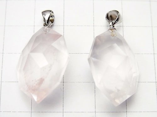 High Quality Madagascar Rose Quartz AAA Multiple Facets included Pendant [S] [M] Silver 925