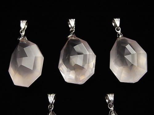 High Quality Madagascar Rose Quartz Including AAA Multiple Facets Pendant NO.2 [S] [M] Silver 925