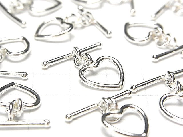 Karen Silver Heart Toggle White Silver 1pair