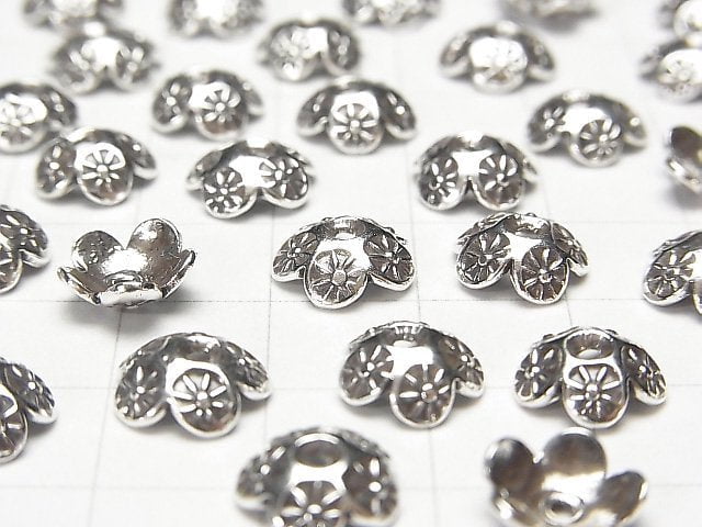 Karen Silver Bead cap 9x9x3mm 2pcs