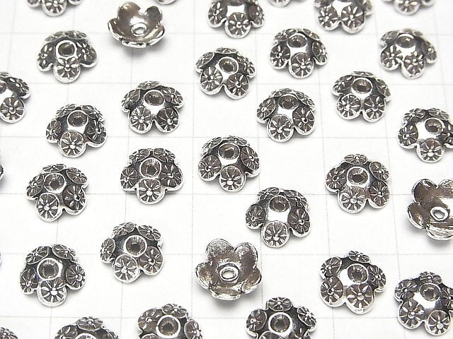 Karen Silver Bead cap 9x9x3mm 2pcs