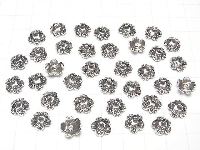 Karen Silver Bead cap 9x9x3mm 2pcs