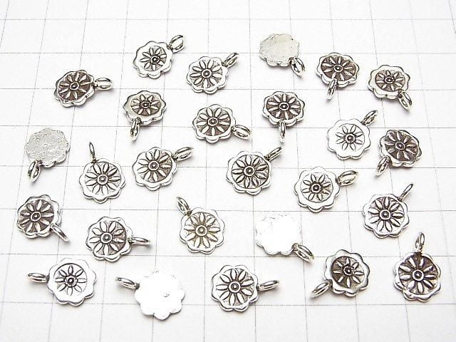 Karen Silver Flower Motif Charm 12x8x1mm 1pc
