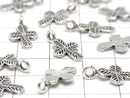 Karen Silver Leaf Pattern Cross Motif Charm 18x10x1mm 1pc