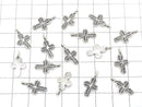 Karen Silver Leaf Pattern Cross Motif Charm 18x10x1mm 1pc