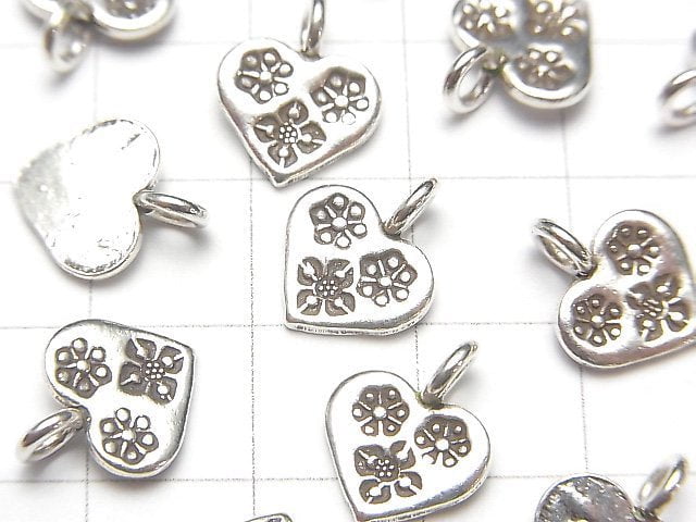 Karen Silver Heart Charm 12x10x1.5mm 1pc