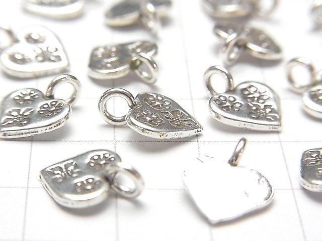 Karen Silver Heart Charm 12x10x1.5mm 1pc