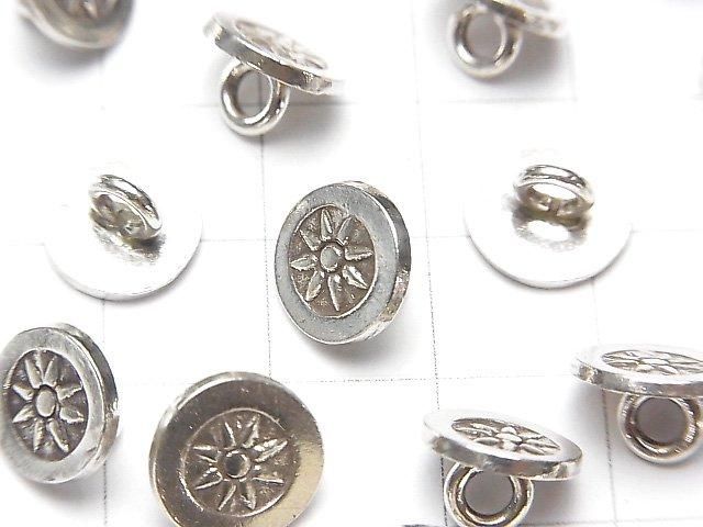 Karen Silver Coin Charm (Concho) with Sun Pattern, 10x10x6mm, No. 2, 1pc