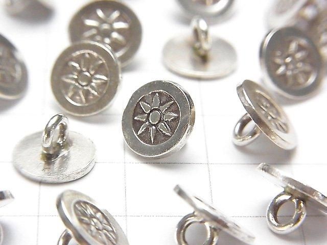 Karen Silver Coin Charm (Concho) with Sun Pattern, 10x10x6mm, No. 2, 1pc