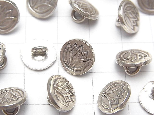 Karen Silver Tulip Pattern Coin Charm (Concho) 11x11x6mm 1pc