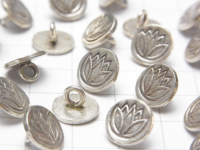 Karen Silver Tulip Pattern Coin Charm (Concho) 11x11x6mm 1pc