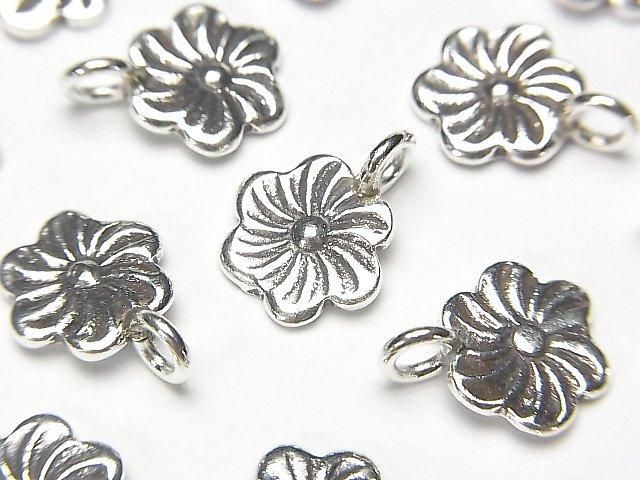 Karen Silver Flower Charm 14x11x1.5mm 1pc