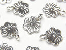 Karen Silver Flower Charm 14x11x1mm 1pc