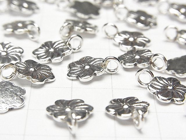 Karen Silver Flower Charm 14x11x1mm 1pc