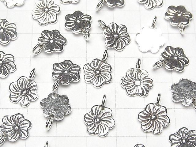 Karen Silver Flower Charm 14x11x1.5mm 1pc