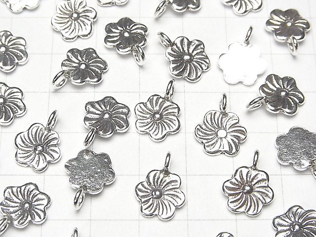 Karen Silver Flower Charm 14x11x1mm 1pc