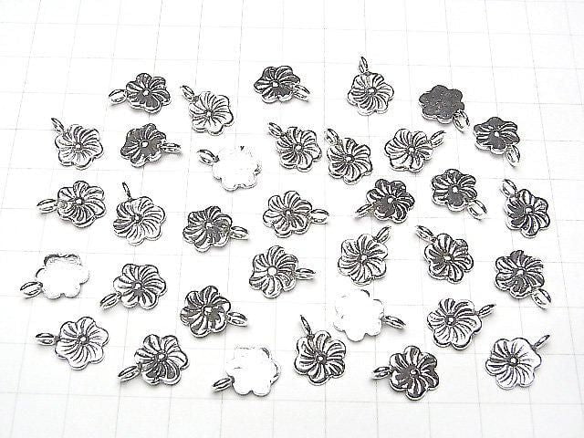 Karen Silver Flower Charm 14x11x1.5mm 1pc