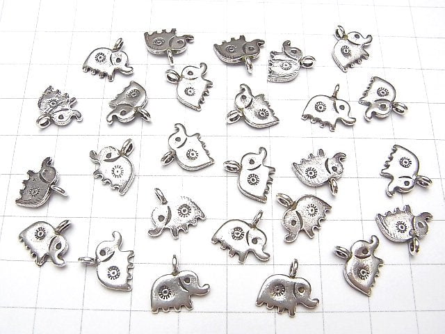 Karen Silver Elephant Charm 12x12x1.5mm 2pcs