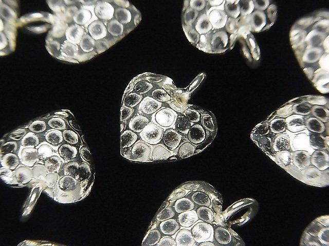 Karen Silver Hammer Pattern Heart Motif Charm 14x12mm White Silver 1pc