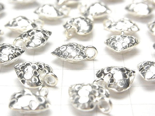 Karen Silver Hammer Pattern Heart Motif Charm 14x12mm White Silver 1pc