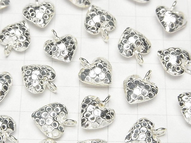 Karen Silver Hammer Pattern Heart Motif Charm 14x12mm White Silver 1pc