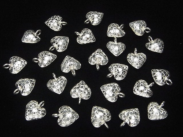 Karen Silver Hammer Pattern Heart Motif Charm 14x12mm White Silver 1pc