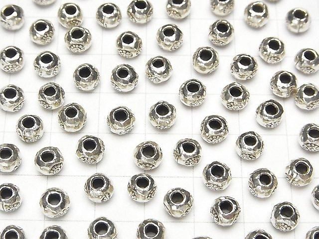 Karen Silver Flower Pattern Rondelle 6x6x4mm 3pcs