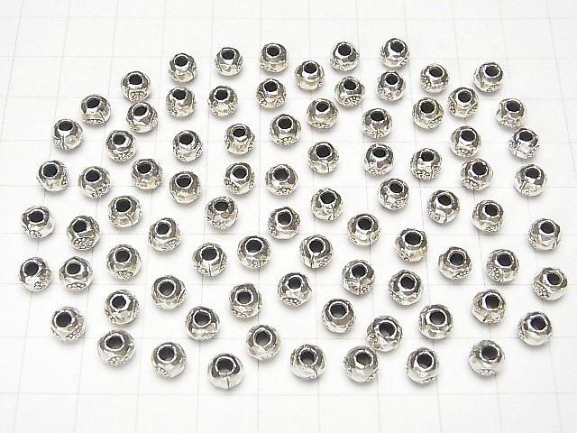 Karen Silver Flower Pattern Rondelle 6x6x4mm 3pcs