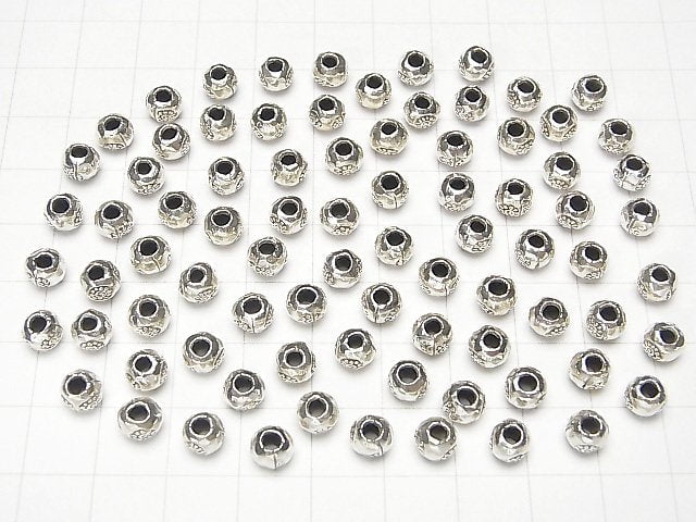 Karen Silver Flower Pattern Rondelle 6x6x4mm 3pcs