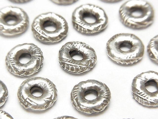 Karen Silver Fish Pattern Rondelle 8.5x8.5x2.5mm 2pcs
