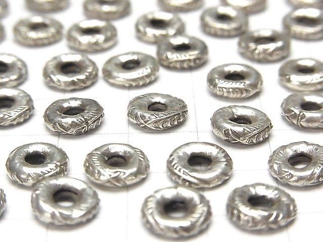 Karen Silver Fish Pattern Rondelle 8.5x8.5x2.5mm 2pcs