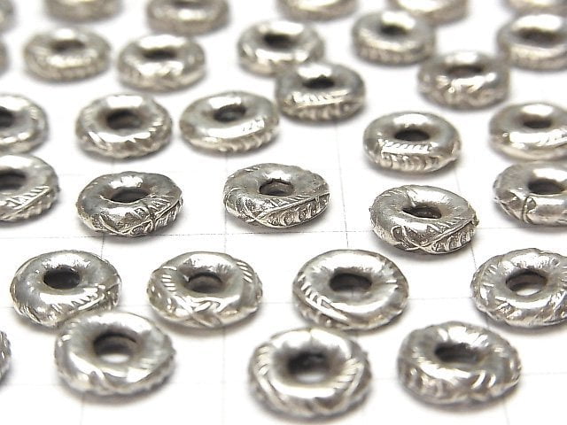 Karen Silver Fish Pattern Rondelle 8.5x8.5x2.5mm 2pcs