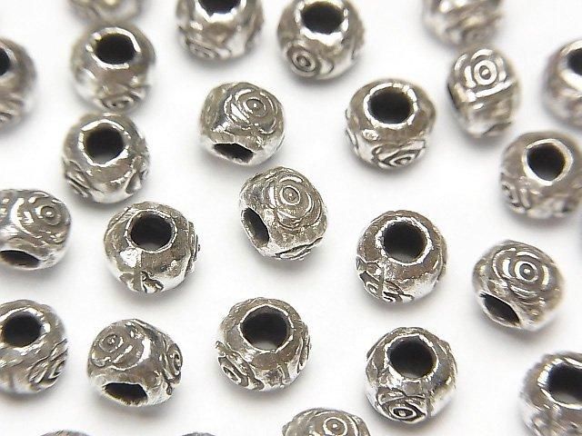 Karen Silver Flower Pattern Rondelle 5x5x3.5mm 5pcs