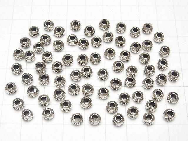 Karen Silver Flower Pattern Rondelle 5x5x3.5mm 5pcs