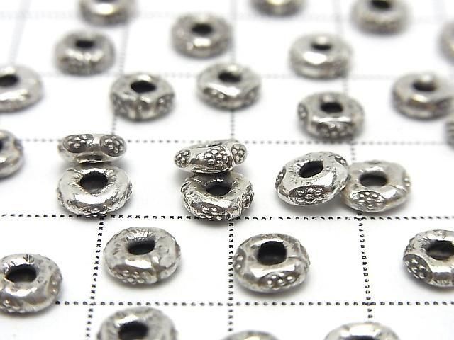 Karen Silver Patterned Rondelle 6x6x2mm 5pcs