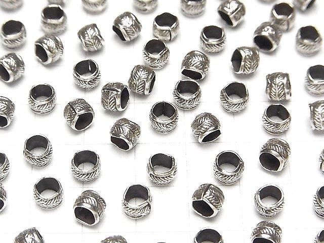 Karen Silver Leaf Pattern Rondelle 5x5x4.5mm 3pcs
