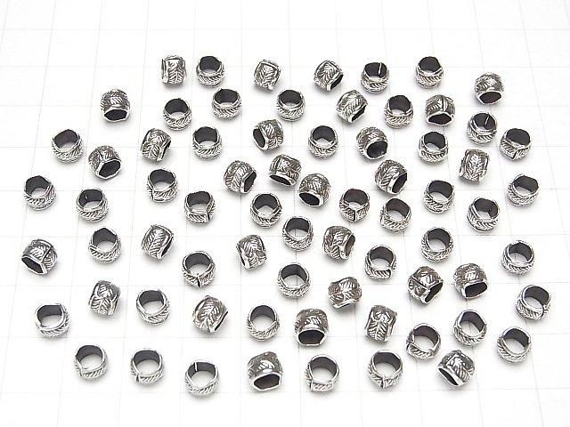 Karen Silver Leaf Pattern Rondelle 5x5x4.5mm 3pcs