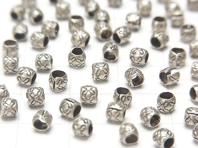 Karen Silver Flower Pattern Rondelle 3.5x3.5x3mm 10pcs