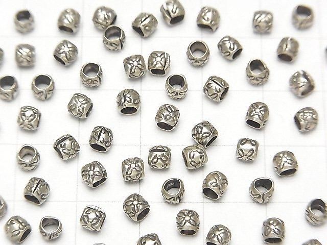 Karen Silver Flower Pattern Rondelle 3.5x3.5x3mm 10pcs