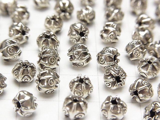 Karen Silver Patterned Roundel 5x5x5mm 5pcs