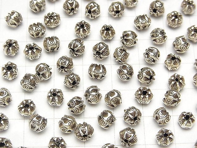 Karen Silver Patterned Roundel 5x5x5mm 5pcs