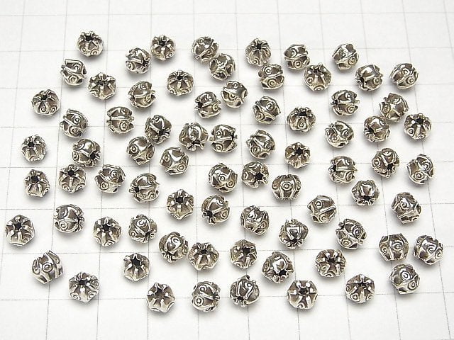 Karen Silver Patterned Roundel 5x5x5mm 5pcs