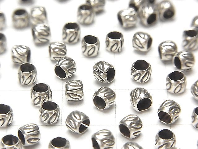 Karen Silver Patterned Roundel 3.5x3.5x3mm 10pcs