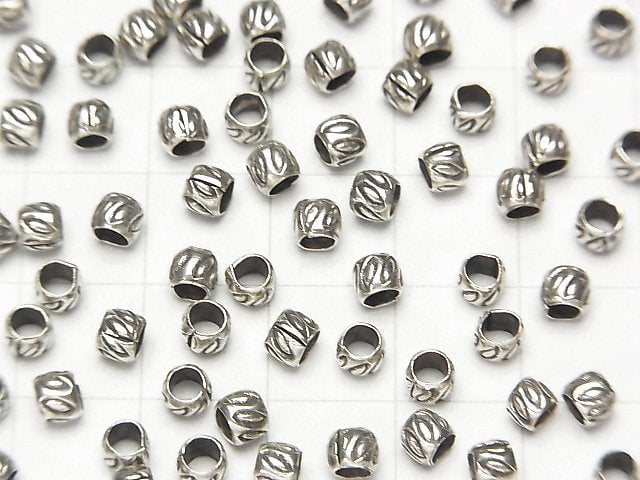 Karen Silver Patterned Roundel 3.5x3.5x3mm 10pcs