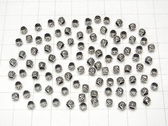 Karen Silver Patterned Roundel 3.5x3.5x3mm 10pcs