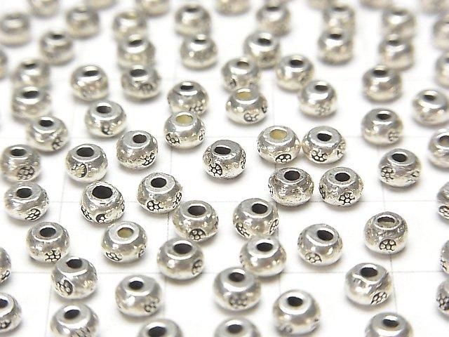Karen Silver Flower Pattern Rondelle 4x4x2.5mm 5pcs